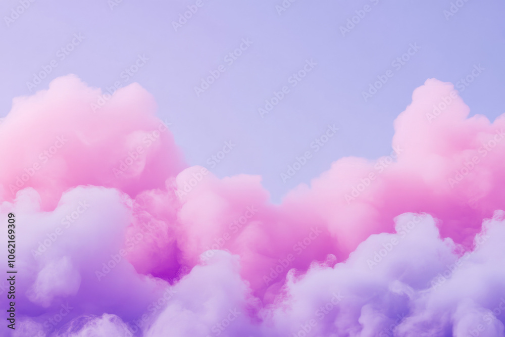 Fototapeta premium Soft pastel clouds create a dreamy sunset sky over tranquil landscape