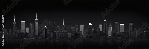 Obraz na płótnie cityscape silhouette north american themed banner with black backdrop. light blinds background w salonie
