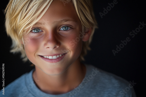 Portrait of smiling white cute teenage boy