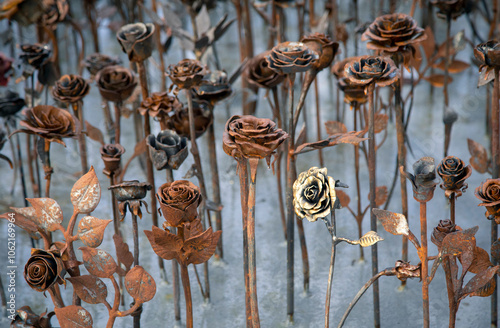 Sculpture de fleures en métal