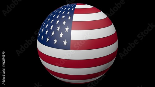 United States of America national colors isolated balloon on black background. Independence day patriotic poster.