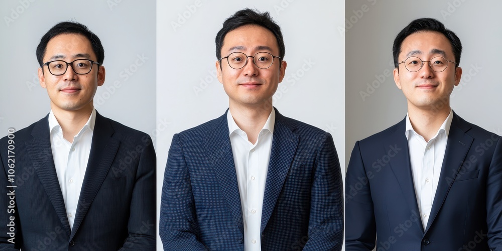 Business professional portrait with versatile expressions, white isolate background. Business professional portrait with versatile expressions, white isolate background.