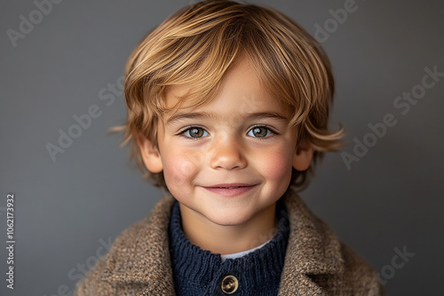 portrait of an white little boy with a smile