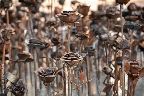 Sculpture de fleures en métal