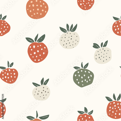 Vector of Strawberry Fruit Seamless Pattern