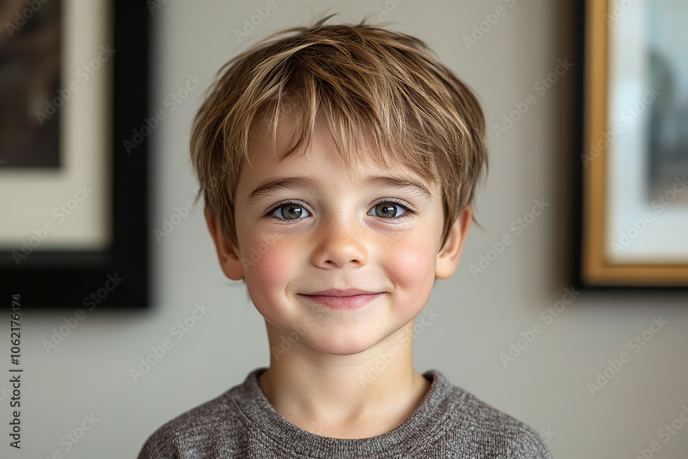 portrait of an white little boy with a smile