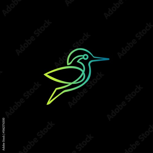 Gradient line bird vector logo template design photo