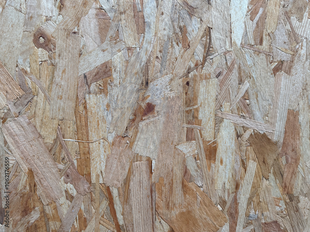 Close up of oriented strand board Close up of oriented strand board