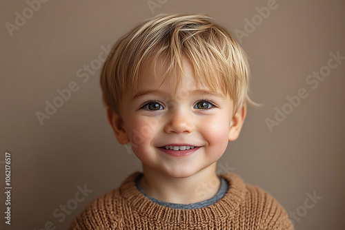 portrait of an white little boy with a smile