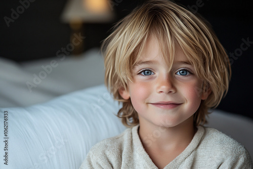 portrait of an white little boy with a smile