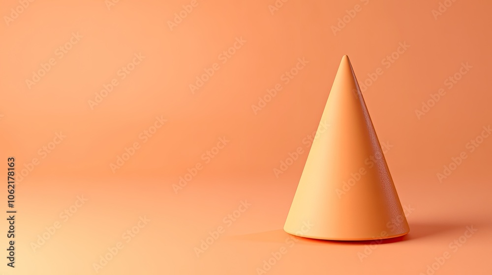 Fototapeta premium A simple, minimalistic cone shape displayed on an orange background, emphasizing design and color harmony.