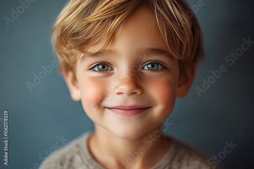 portrait of an white little boy with a smile