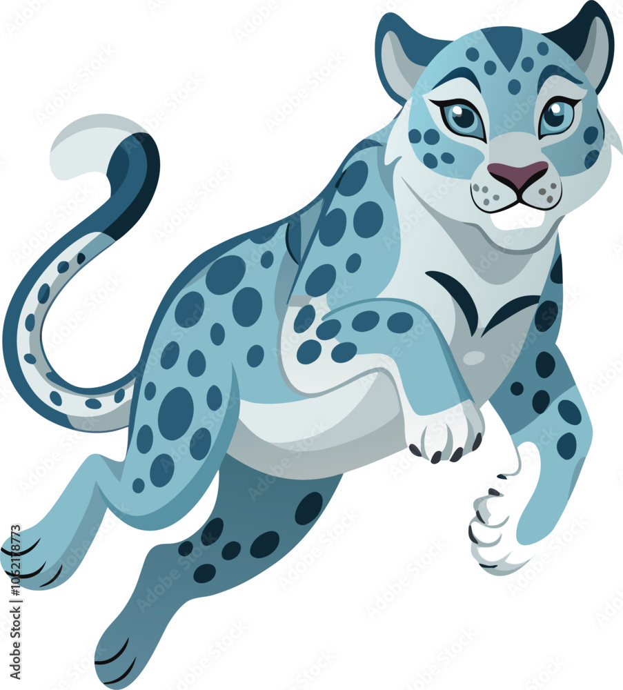 snow leopard jump on white background snow leopard jump on white background