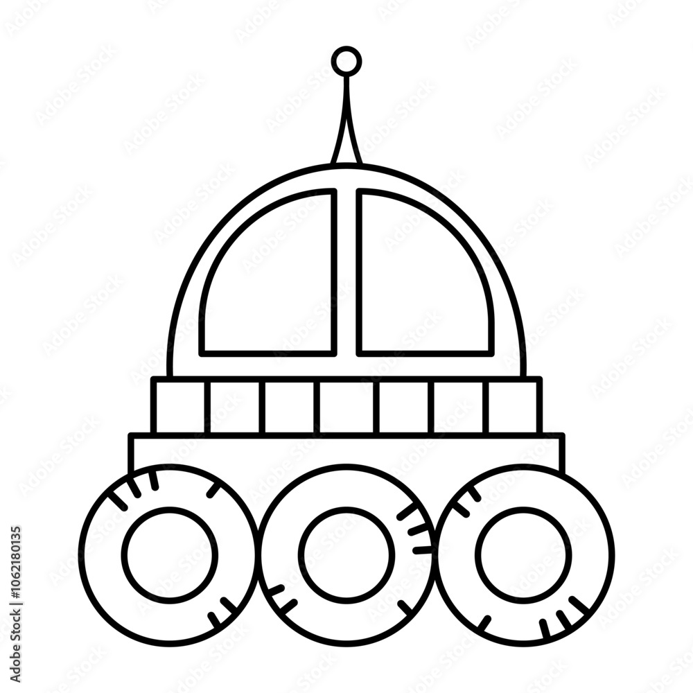 Simple Space Rover Outline. This is a black-and-white vector illustration of a space rover with a minimalist design. Simple Space Rover Outline. This is a black-and-white vector illustration of a space rover with a minimalist design.