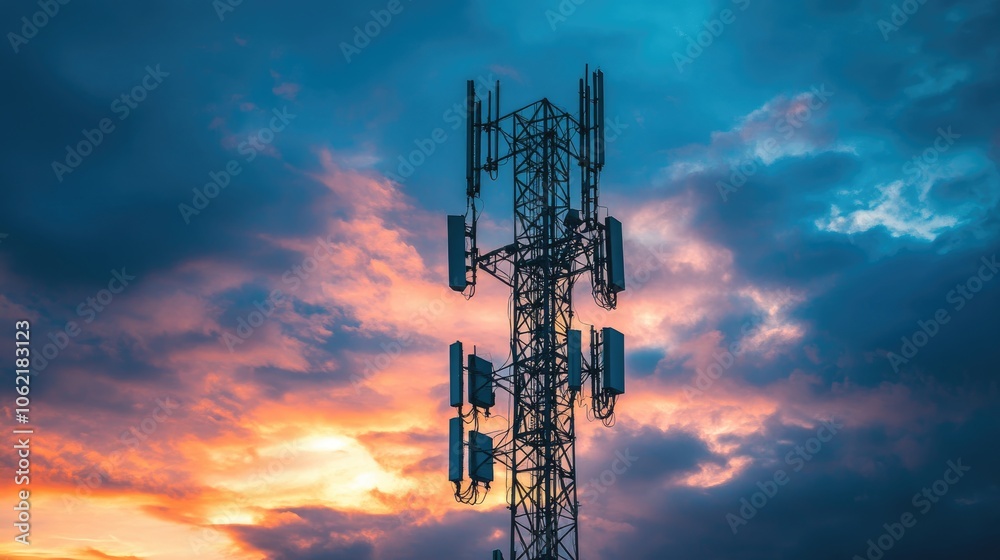 Fototapeta premium Includes mobile networks (4G, 5G) that support mobile phones, tablets, and IoT devices