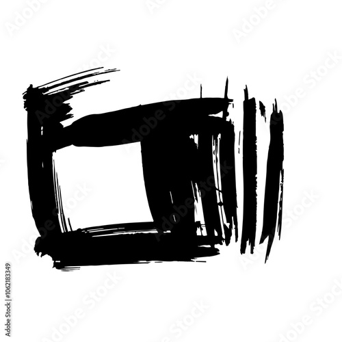 和風素材　筆で描かれた線のイラストセット　ベクター