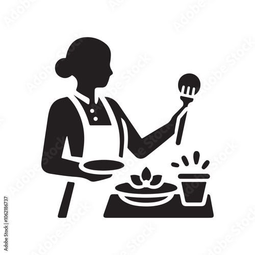 Food Service Occupation Silhouette Vector | Essential Culinary Industry Illustrations