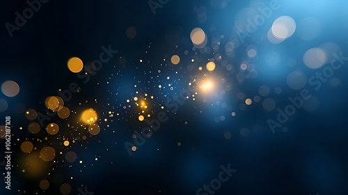 Abstract Cosmic Bokeh with Glowing Light Particles in a Dark Space Background