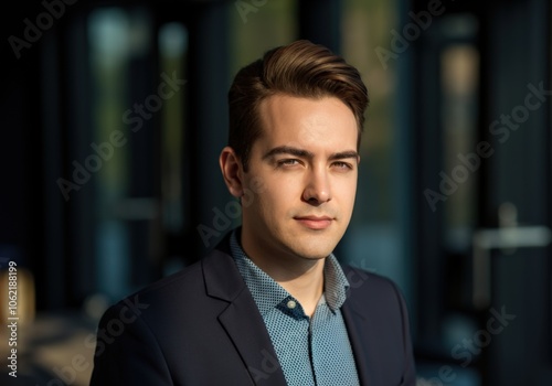 Confident Man in Suit Jacket and Shirt