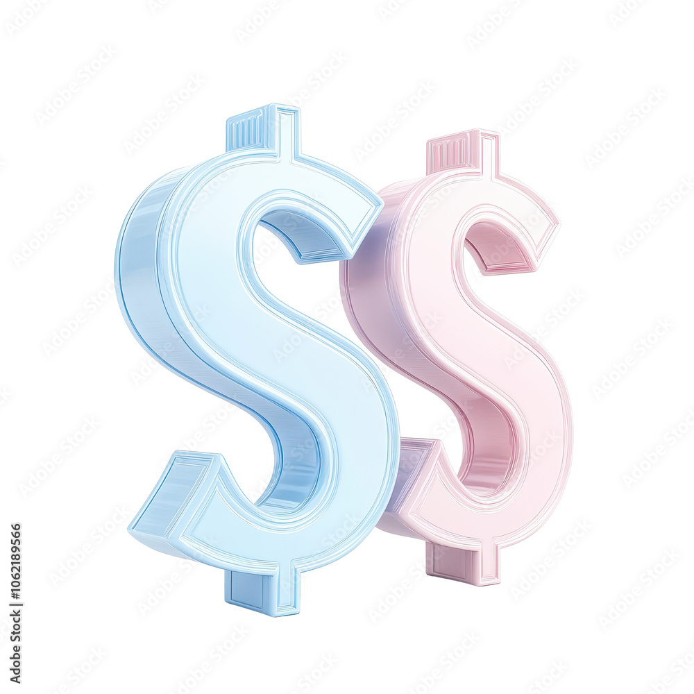 Two dollar signs are shown in different colors Two dollar signs are shown in different colors