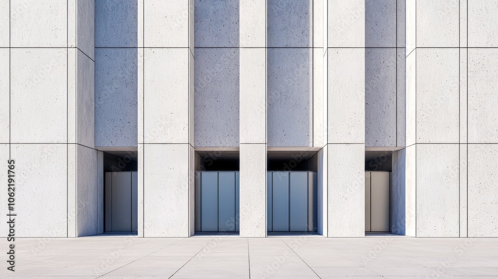 Obraz premium Monumental Entrance of Brutalist Building: 3D Render with Oversized Doors and Textured Concrete | Ultra-Detailed Architecture Visualization