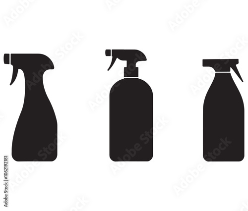 Cleaning spray vector cartoon illustration, Cleaning spray bottle vector silhouette, Spray bottle icon