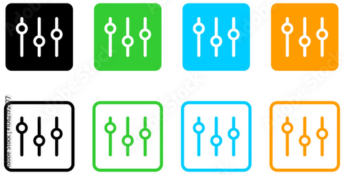 Sound volume level icon. Control panel slide icon, sound controller icon. Adjustment settings slider icon. Vector Illustration.