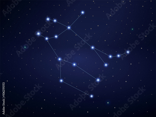 Gemini constellation in night sky