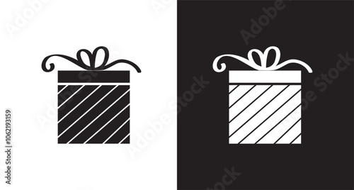 Gift icon. Vector gift box symbol. Birthday present, Christmas gift icon. Black gift box icon.