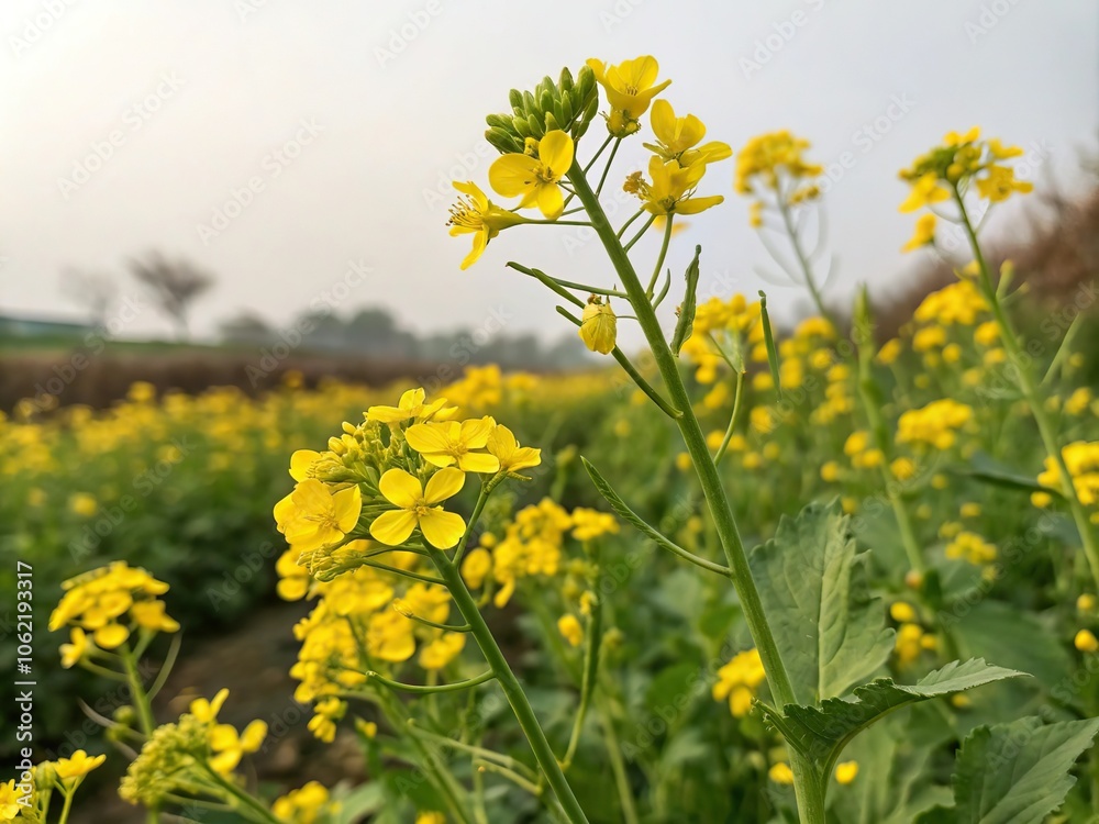Fototapeta premium field of yellow flowers generative ai