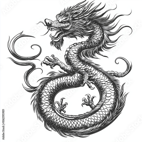 black dragon vector, AI generated photo