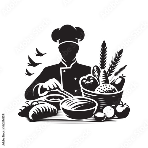 Food Service Occupation Silhouette Vector | Essential Culinary Industry Illustrations