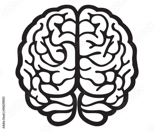 Human brain illustration, Hand drawn brain drawing illustration. Human brain icon