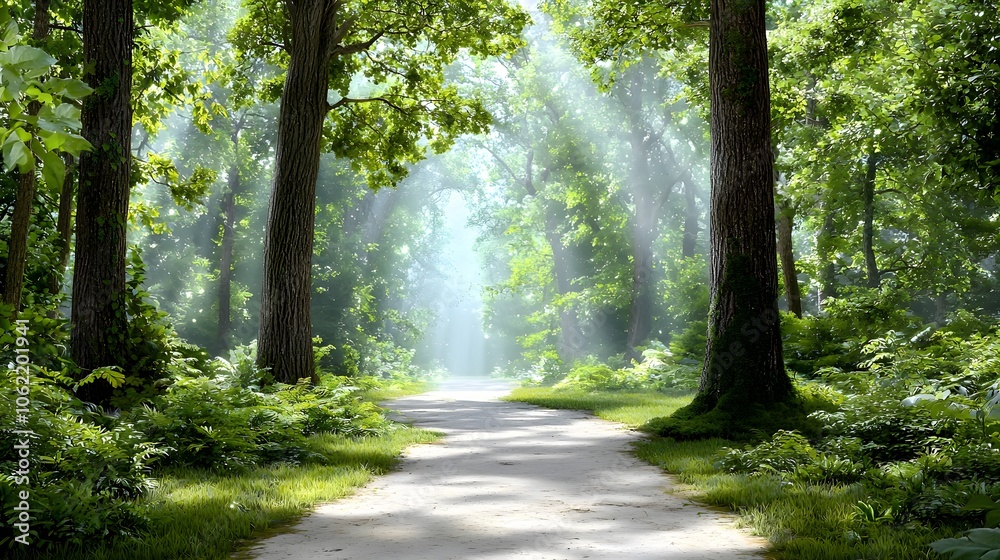 Mystical Rainforest with Towering Trees and Light Mystical Rainforest with Towering Trees and Light