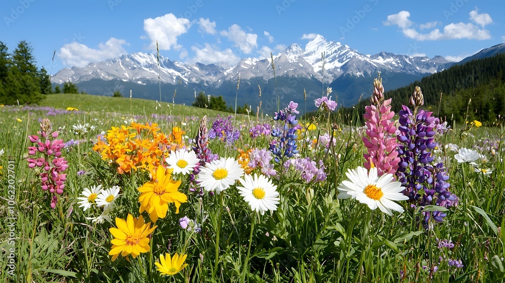 Fototapeta premium Breathtaking Wildflower Field in Spring Landscape
