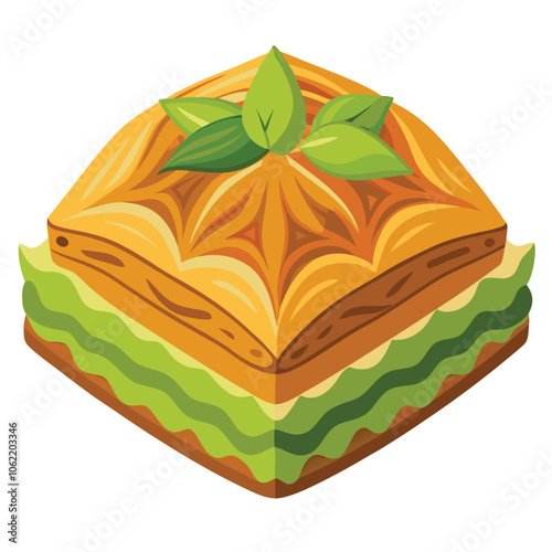 Baklava vector illustration Isolated white background..