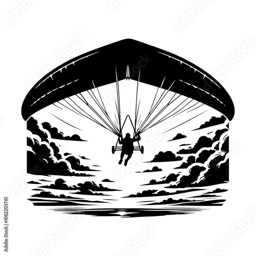 Hang glider silhouette vector. Hang gliding silhouette  sport, extreme, hang glider concept vector icon