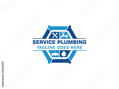 plumbing, heating, and cooling service logo design vector illustration