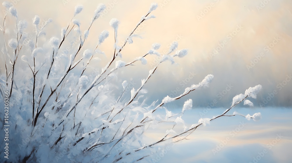 Obraz premium Frosted Red Berries in a Winter Wonderland: A Serene Close-Up Capturing Nature's Icy Beauty winter