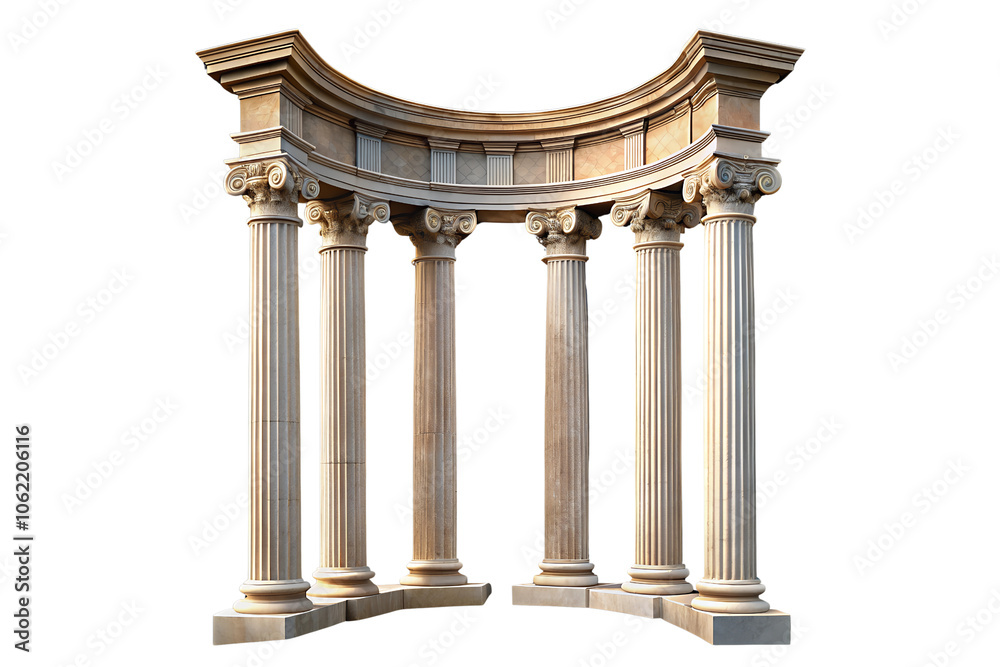 Fototapeta premium Greek round columns structure on transparent background