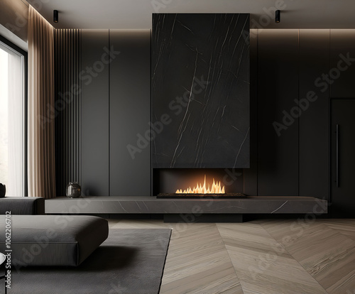 Aesthetic elegant minimalist modern interior design. Clear mock up empty wall for decoration in the apartment. Copy space in the room. Neutral palette of natural colors.