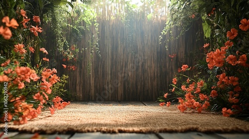 Jute decorations on a decorated festival background,generative ai