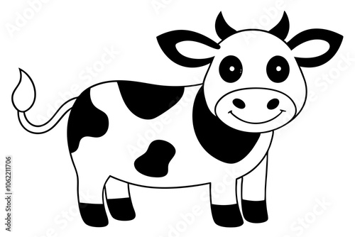 Vector illustration of funny cow cartoon.