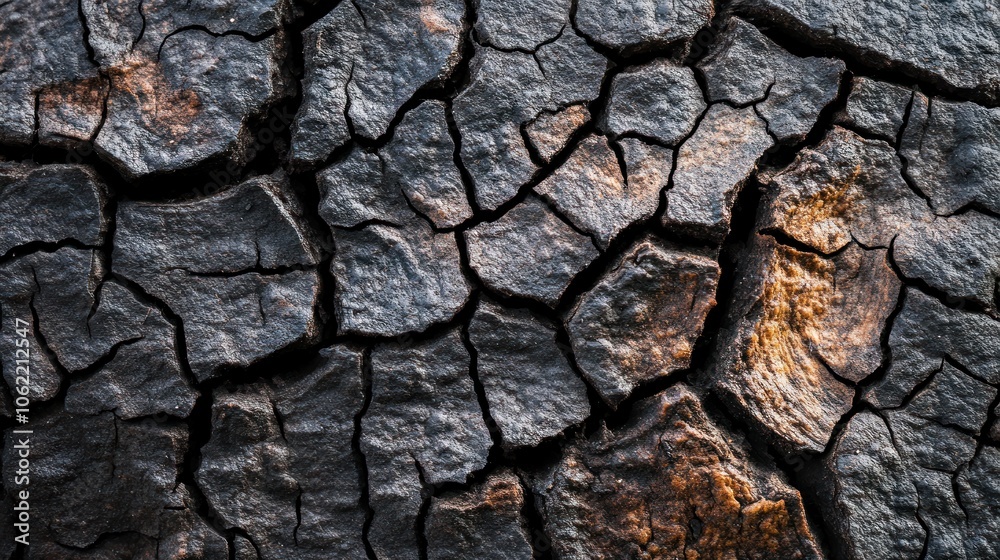 Close-up of Cracked and Weathered Dark Bark on a Tree Close-up of Cracked and Weathered Dark Bark on a Tree