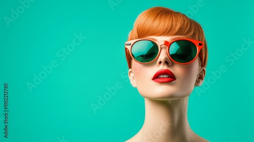 Retro portrait features adult with sunglasses and lipstick; uses vintage palette 