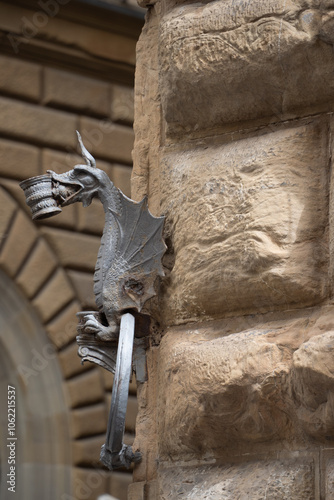 Dragon Wrought Iron Torch Holder on Palazzo Strozzi Facade