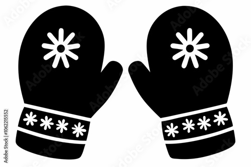 Christmas mitten vector, Mitten silhouette, winter gloves icon symbol design