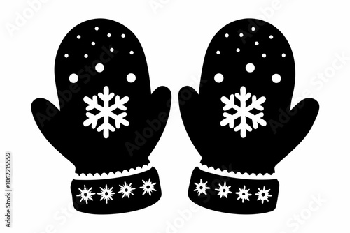 Christmas mitten vector, Mitten silhouette, winter gloves icon symbol design