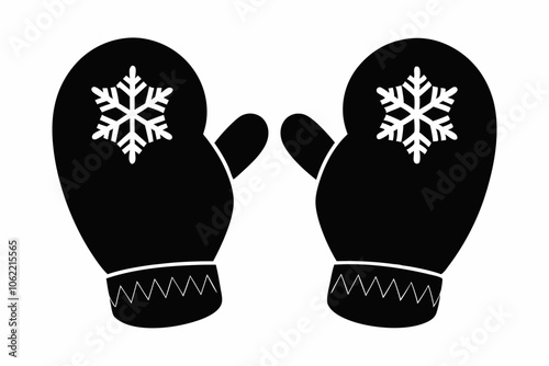 Christmas mitten vector, Mitten silhouette, winter gloves icon symbol design