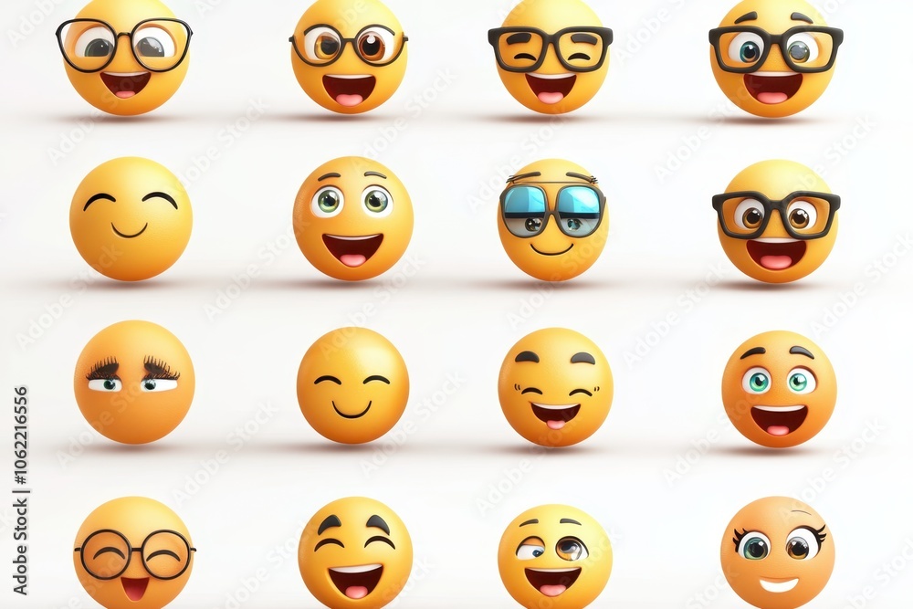 Obraz premium Diverse Emoji Faces Set 
